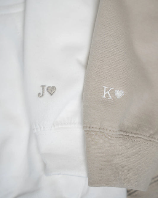 Bluzy Dla Par z Haftem - Twoja Data | Biała + Beżowa