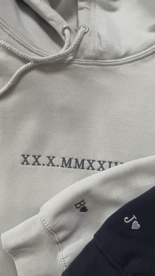 Bluzy Dla Par z Haftem - Twoja Data | Szara + Granatowa